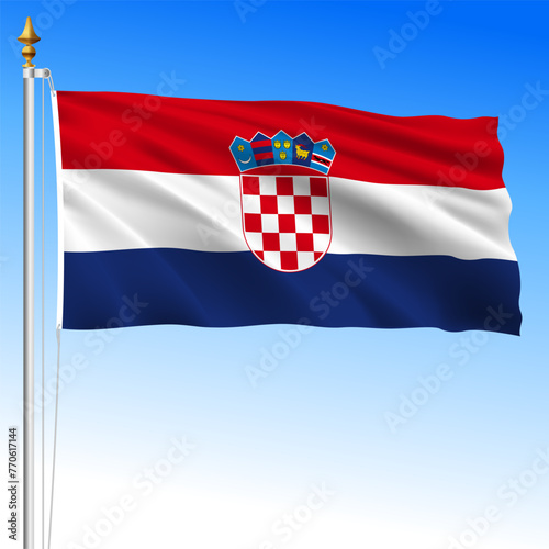 Croatia official national waving flag, European Union, vector illustration