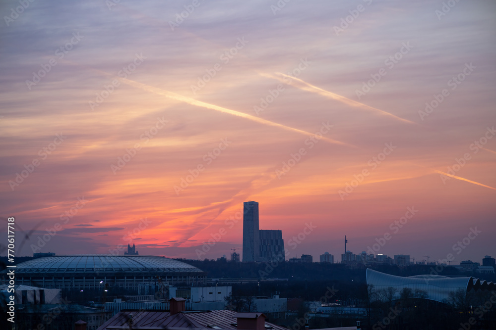 Beautiful sunset over Moscow