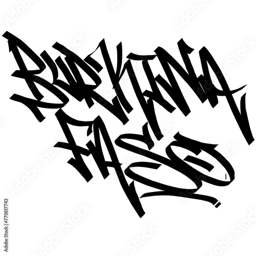 BURKINA FASO letter the country name on the world digital illustration graffiti handstyle signature symbol tags painting with black and white color (ID: 770617743)