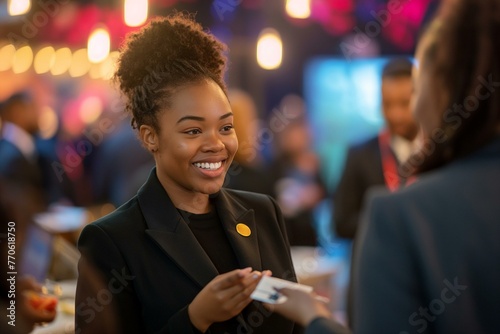 Black Businesswoman Networking at Professional Event