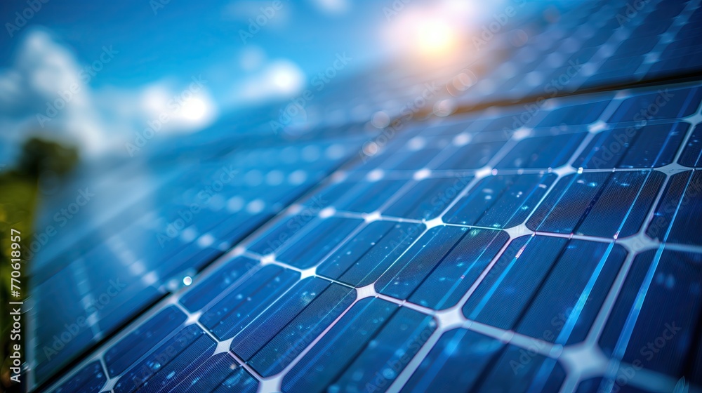 Renewable energy that comes from solar cells, wind turbines, and water power that help create renewable energy.