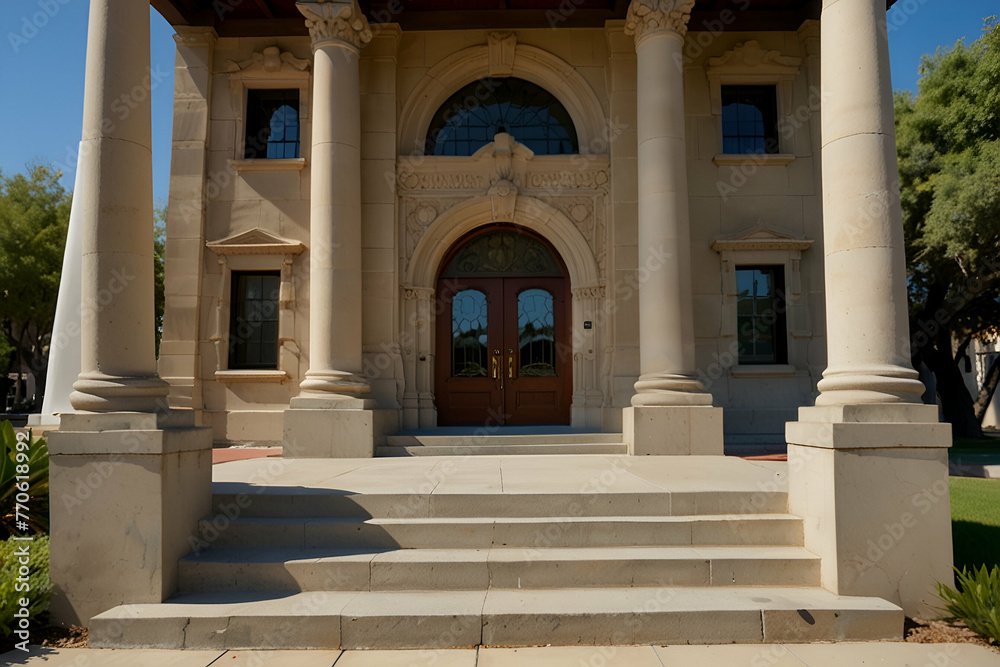 Old Orange County Courthouse, dedicated in 1901, is a granite and sandstone Romanesque Revival building located.generative.ai Old Orange County Courthouse, dedicated in 1901, is a granite and sandstone Romanesque Revival building located.generative.ai