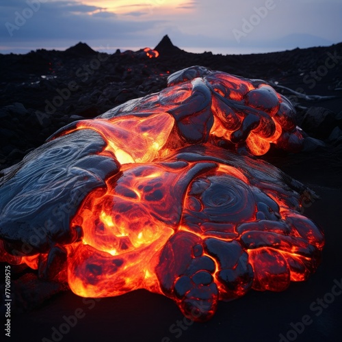 molten carnival glass lava flow over icelandic black