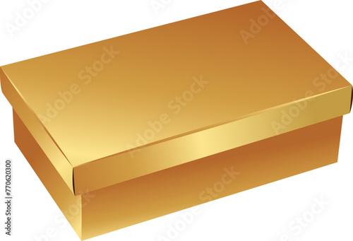 Magnetic gold box for luxury gift 3D isolated view illustration