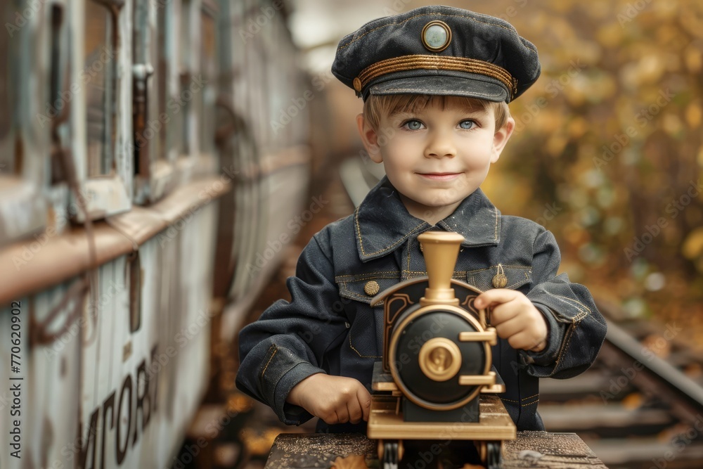 boy playing with wooden train boy playing with wooden train
