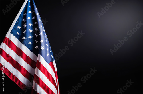 American flag on black background with space for your text or image