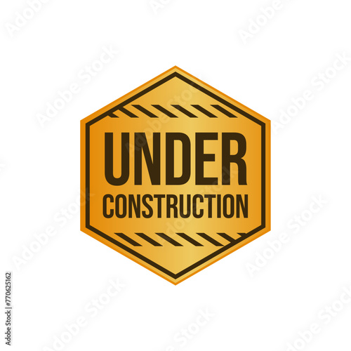 Under Construction Sign in White Background.