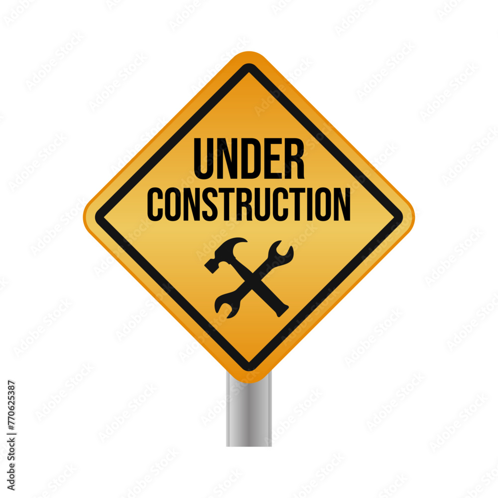 Under Construction Sign in White Background. Under Construction Sign in White Background.