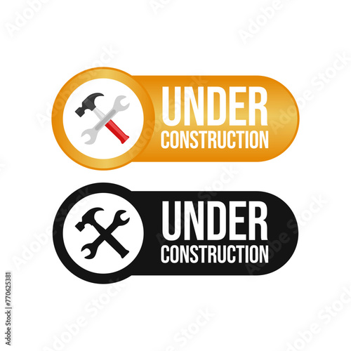 Under Construction Sign in White Background.