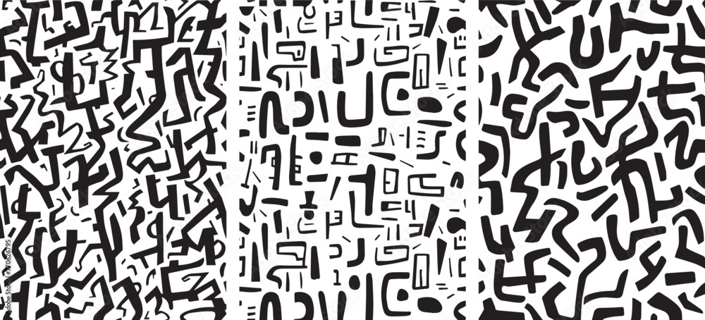 cubist-inspired abstract pattern black vector