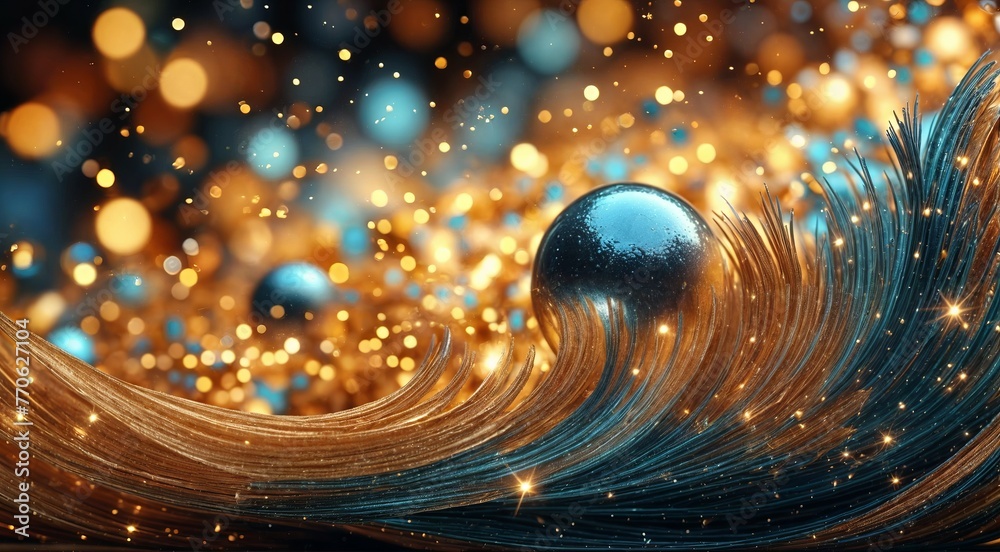 Beautiful shiny textured background with spheres and bokeh - obrazy, fototapety, plakaty 