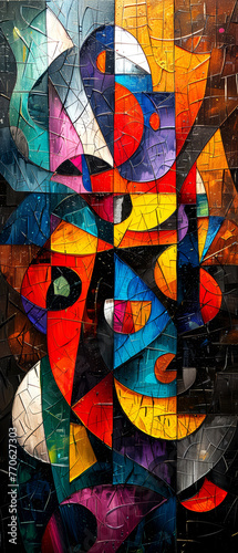 Colorful abstract background with geometric shapes. Modern art collage.