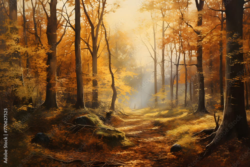 Forest Clearing in Autumn Painting