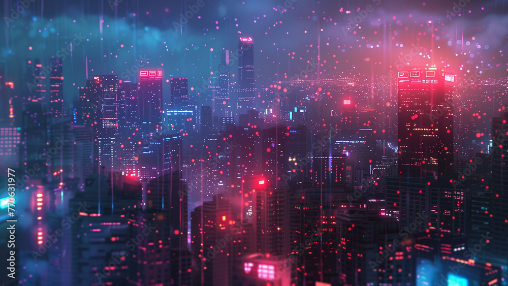 Obraz premium Night Time Magic: A Cinematic City View