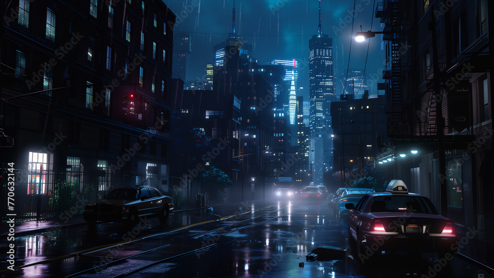 A Hyperrealistic Night Cityscape