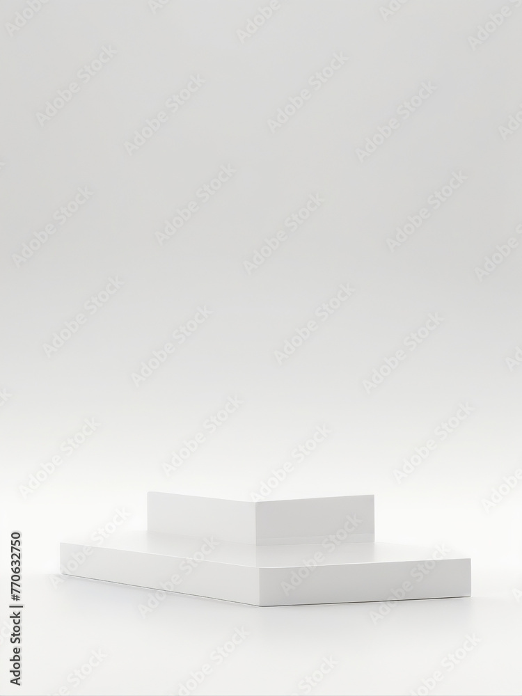A stunning empty product display podium, set against a mesmerizing nature bokeh background in pure white A stunning empty product display podium, set against a mesmerizing nature bokeh background in pure white