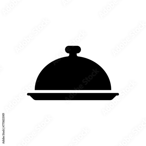 Food tray cover symbol icon on Black and White Vector Graphic.