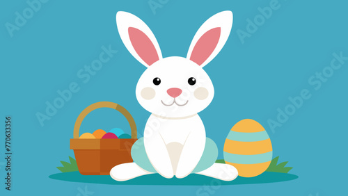 easter bunny eggs basket vector design 