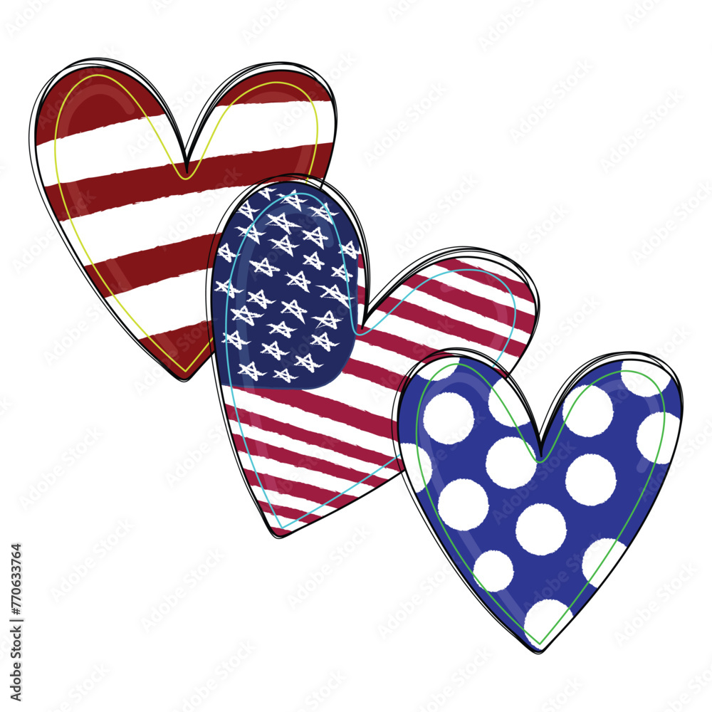 Obraz premium Patriotic Popsicle Patriotic Heart Fourth of July 4th of July Independence Day Bundle Files For Cricut