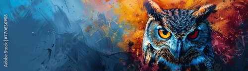 A vibrant owl painting created using innovative Generative AI technology. © tonstock