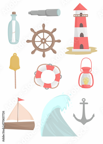 nautical icons set,set Set of nautical elements, marine collection, sailor elements