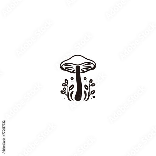 mushroom vector icon.Simple Modern Isolated Farm Black Organic Food Concept.