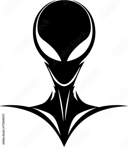 A striking silhouette of an alien being, great for science fiction themes, cosmic event promotions, or UFO-related designs.