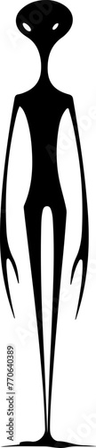 A striking silhouette of an alien being, great for science fiction themes, cosmic event promotions, or UFO-related designs.