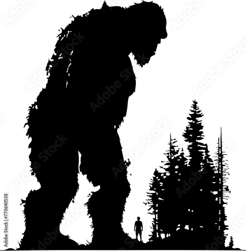 In this striking black and white image, a child stands in awe of a towering giant's silhouette against a bright background, evoking a sense of wonder and the endless possibilities of imagination. Idea