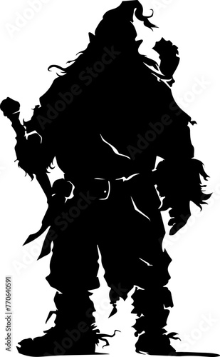 This silhouette features a robust warrior clad in armor, creating a formidable presence for fantasy and historical themes.