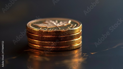  minimalist background of Stacked Canadian 1 Dollar Coin