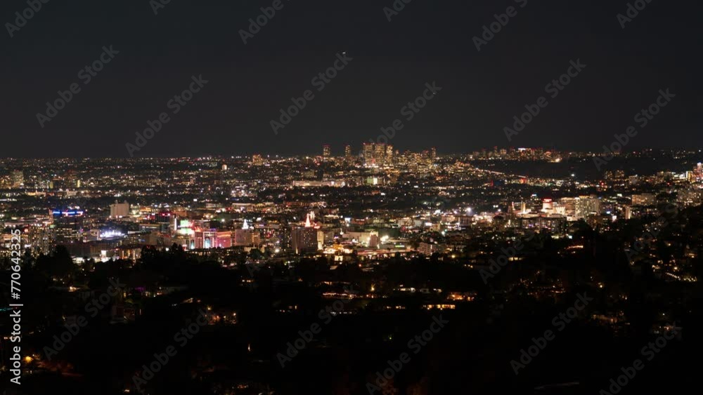 Hollywood Night Skyline 60mm Time Lapse California USA Hollywood Night Skyline 60mm Time Lapse California USA