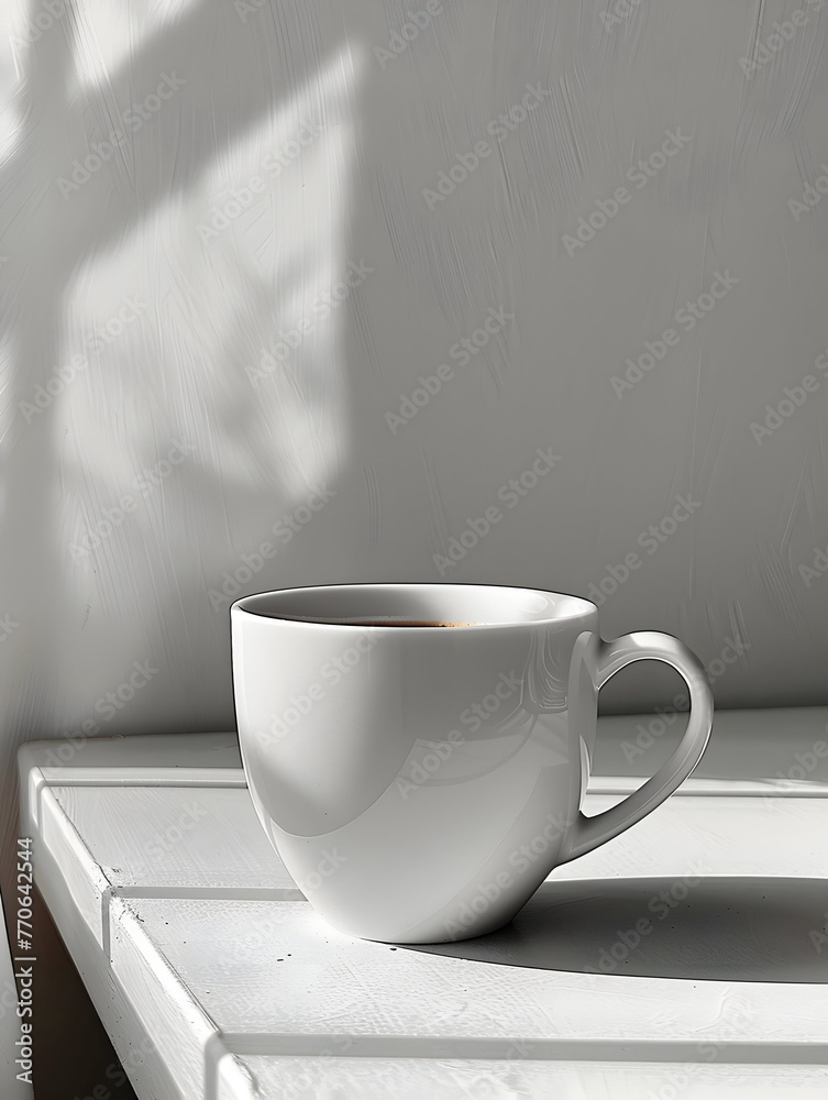 Fototapeta premium A coffee cup and shadow feel peaceful