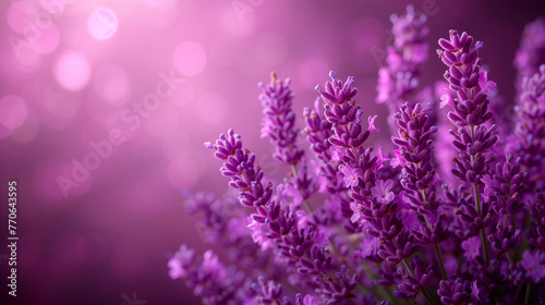 Beautiful lavender flowers on bokeh background, close up