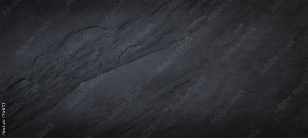 Dark grey black slate texture in natural pattern with high resolution for background. Generative AI.