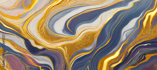 Elegance Fluid Marble Abstract Texture Background. Artistic Colorful and Golden Textured. Generative AI.