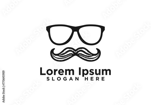 Geek Mustache Logo Designs Vector Illustration