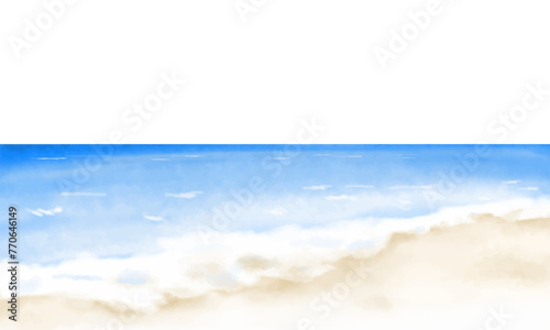 水彩で描いた海