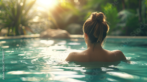 woman relaxing in the pool © AliceandAlan