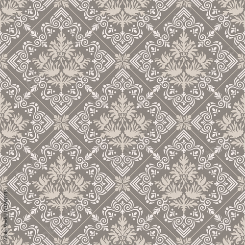 Seamless vector damask wallpaper pattern design