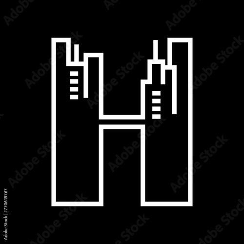 letter H for city icon original logo vector