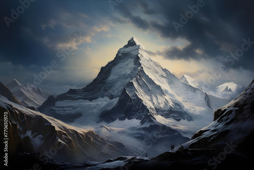 Majestic Mountain Peak Painting