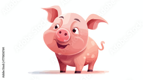 Funny cartoon pig flat cartoon vactor illustration © iclute3