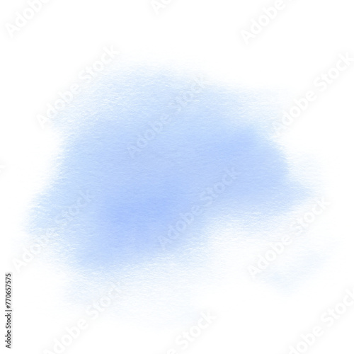 Stain of paint and water in blue. Hand drawn watercolor illustration. Underwater world, sea clipart for decoration and design. Isolated element on white background.