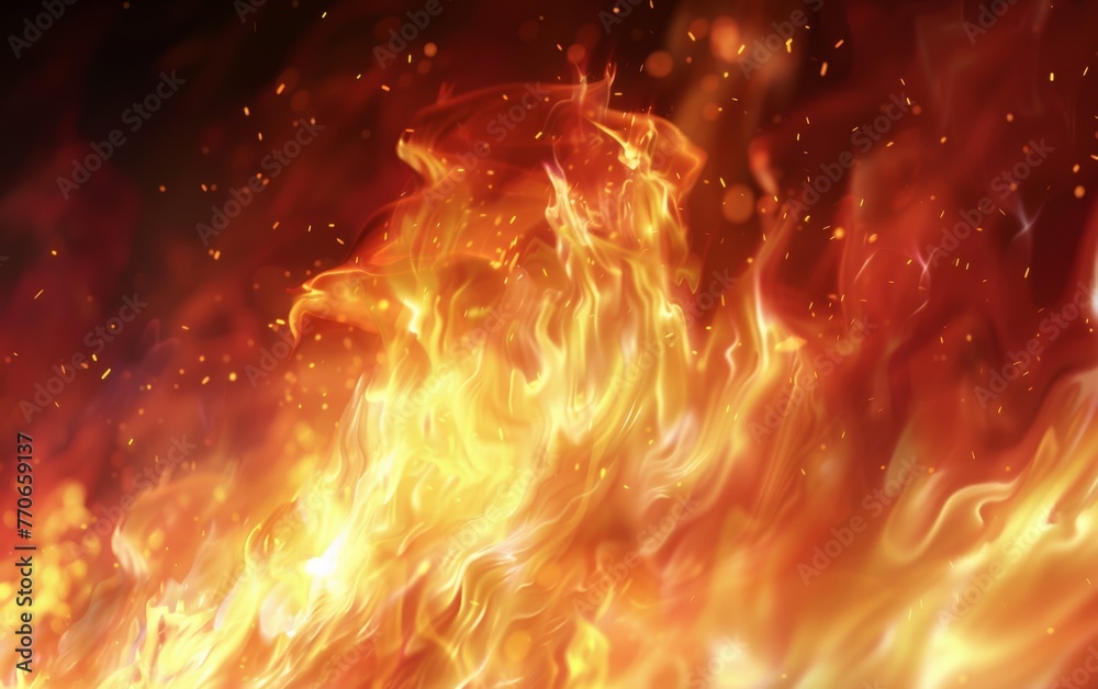 A fire with rain falling on it