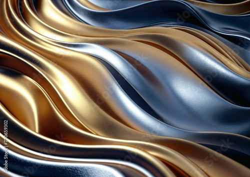 Luxury metallic background with drapery. 3d render illustration
