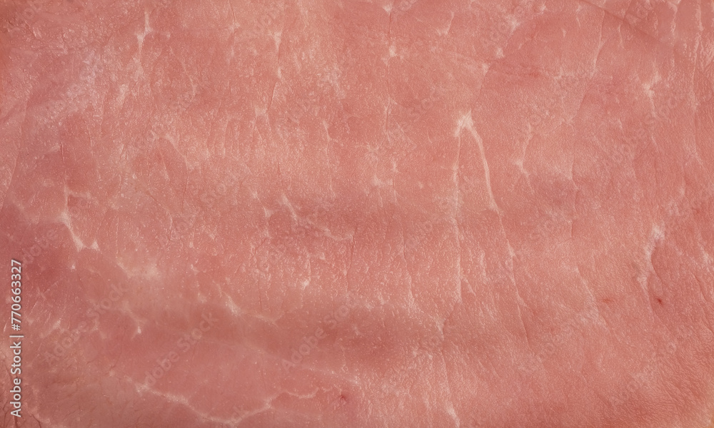 Background close up of fresh raw piece pink meat. Pork texture macro. Steak, carbonate. Food