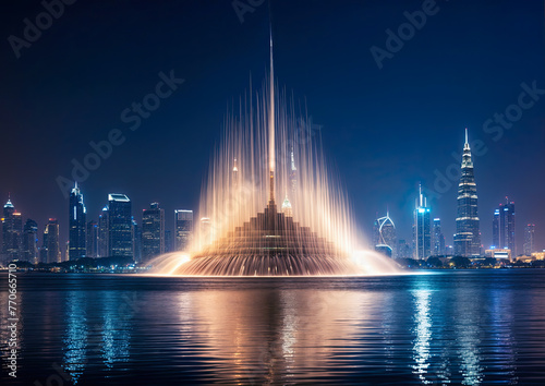 Dubai Fountain at night in Dubai