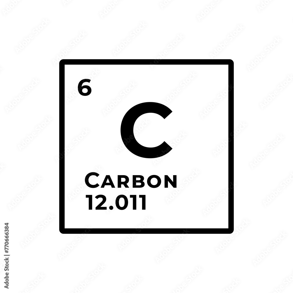 Carbon, chemical element of the periodic table graphic design - obrazy, fototapety, plakaty 