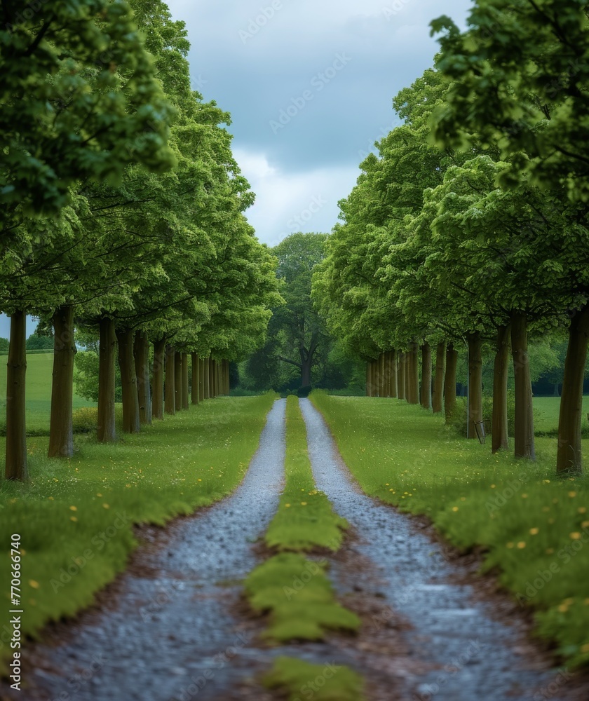 A long road with trees on both sides